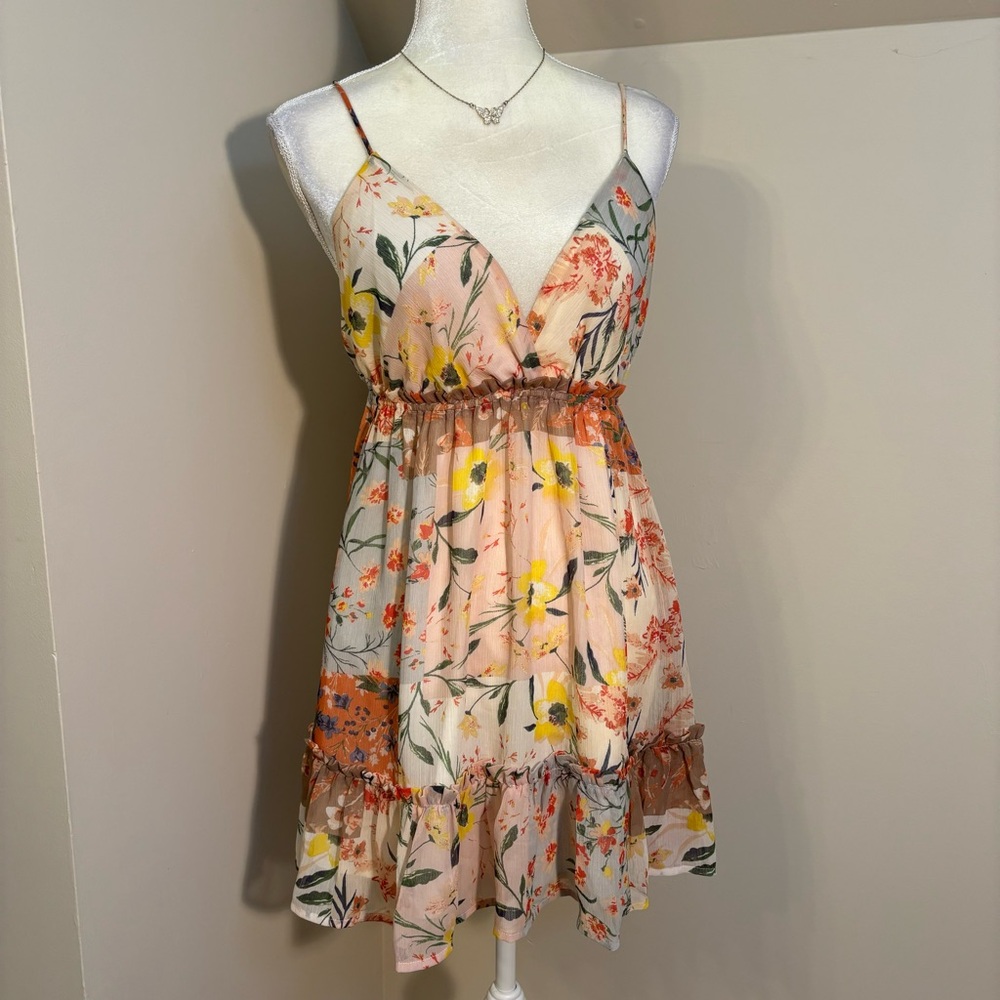 Tribe Floral Chiffon Halter Dress S